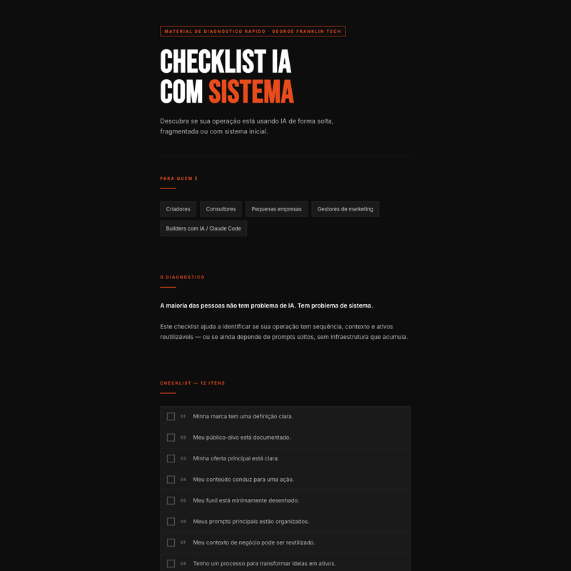 Checklist de oferta — resultado gerado durante o evento