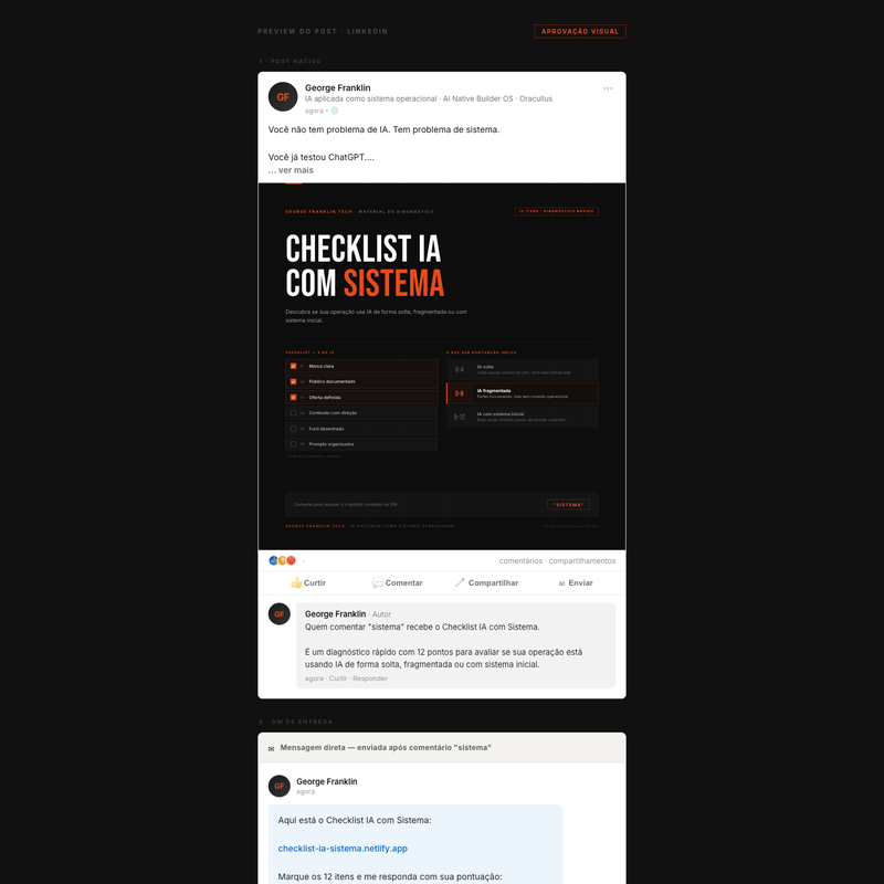 Post LinkedIn — resultado gerado durante o evento